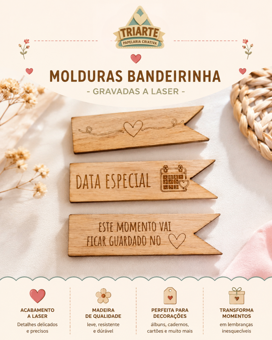 Kit de Aplique em Madeira - Trio Special Day
